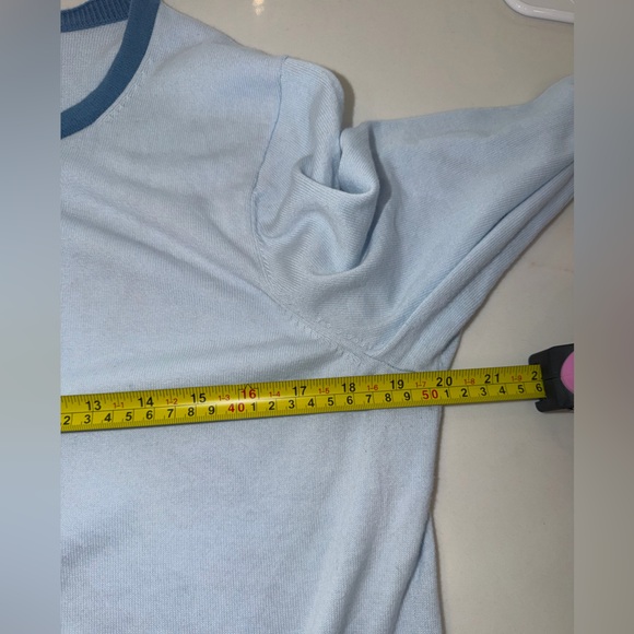 Lands’ End Blue Peach Colorblock Cotton Cardigan Sweater Button Front M - Picture 3 of 7